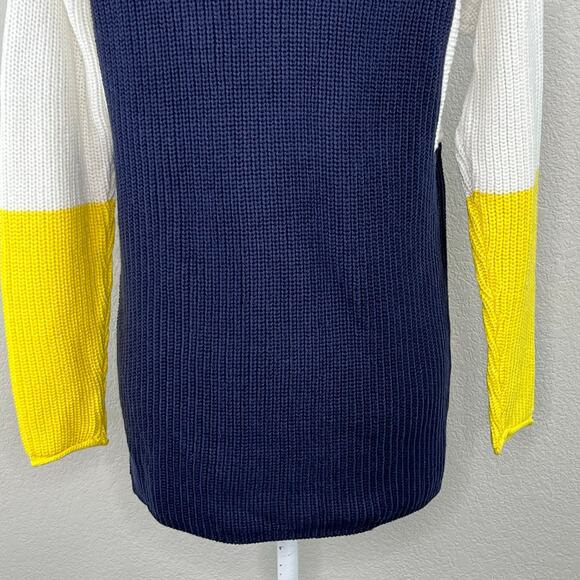 Workshop Andrea Jovine Reese Navy White Yellow Colorblock Sweater NWT Medium - Picture 8 of 10